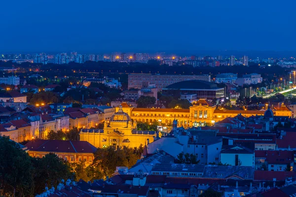 Vista Aérea Atardecer Del Centro Zagreb Croacia — Foto de Stock