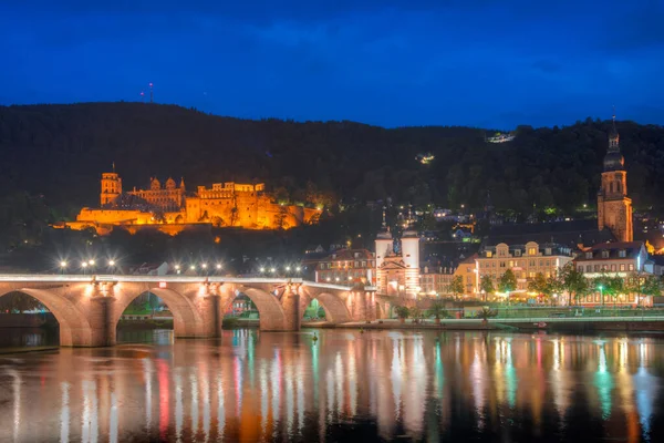 Vista Del Atardecer Heidelberg Detrás Del Río Neckar Alemania — Foto de Stock