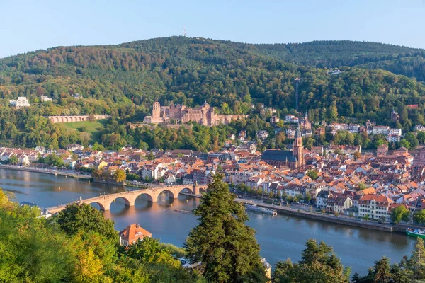 Heidelberg Panorámája Neckar Folyó Mögött Németország — Stock Fotó