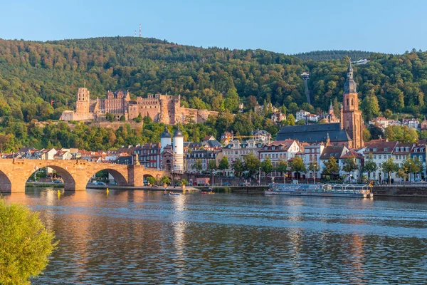 Almanya 'nın Neckar nehrinin arkasındaki Heidelberg Panoraması