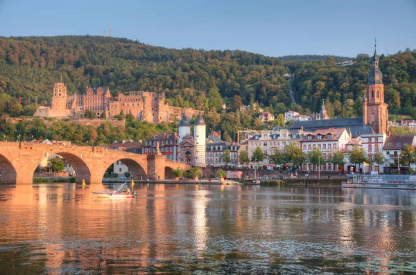 Almanya 'nın Neckar nehrinin arkasındaki Heidelberg Panoraması