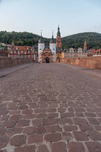 Vue Lever Soleil Sur Ancienne Porte Pont Heidelberg Allemagne — Photo