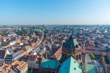 Fransa 'nın eski Strasbourg kentinin hava manzarası