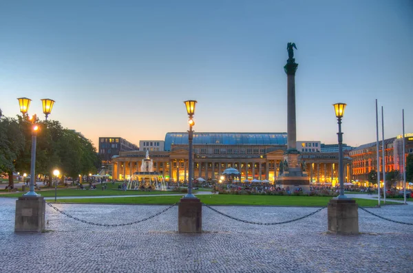 Pôr Sol Schlossplatz Stuttgart Alemanha — Fotografia de Stock