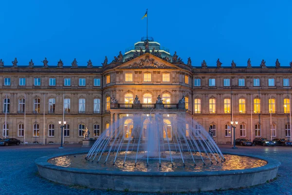 Solnedgång Utsikt Över Det Nya Palatset Stuttgart Tyskland — Stockfoto