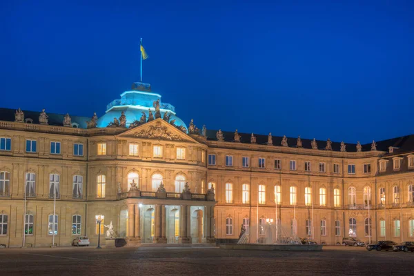Solnedgång Utsikt Över Det Nya Palatset Stuttgart Tyskland — Stockfoto