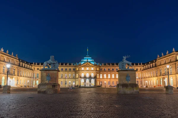 Solnedgång Utsikt Över Det Nya Palatset Stuttgart Tyskland — Stockfoto