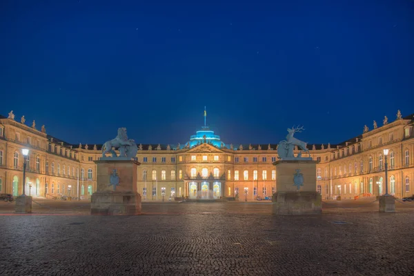 Solnedgång Utsikt Över Det Nya Palatset Stuttgart Tyskland — Stockfoto