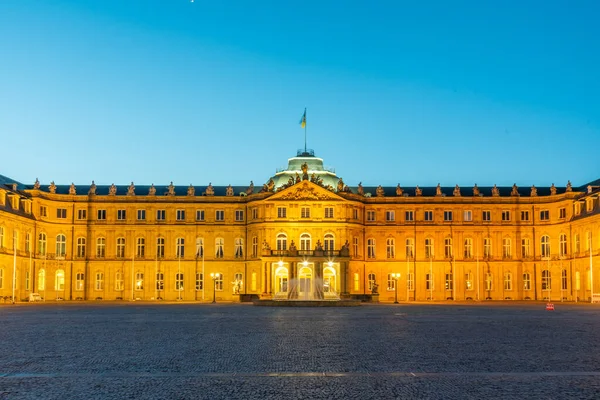 Ηλιοβασίλεμα Στο Νέο Παλάτι Στη Στουτγάρδη Γερμανία — Φωτογραφία Αρχείου