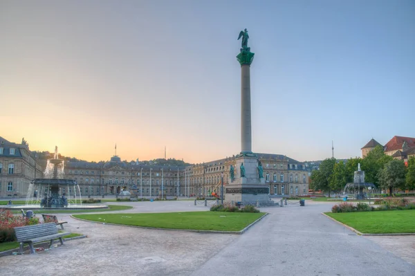 Salida Del Sol Del Nuevo Palacio Stuttgart Desde Schlossplatz Alemania — Foto de Stock