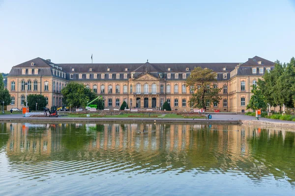 Východ Slunce Pohled Nový Palác Stuttgartu Německo — Stock fotografie
