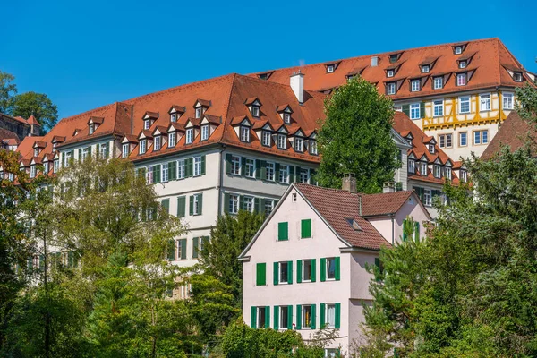 Coloridas Fachadas Casas Junto Río Neckar Tubingen Alemania — Foto de Stock