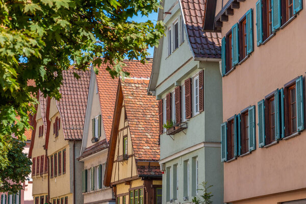 Colorful street in the old town of Tubingen, Germany