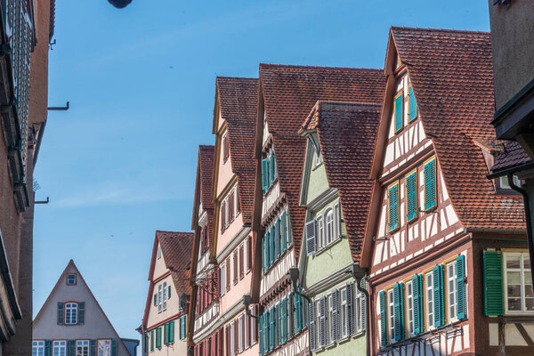 Colorful street in the old town of Tubingen, Germany
