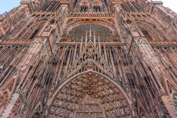 Main Gate Til Katedralen Vores Dame Strasbourg Frankrig - Stock-foto