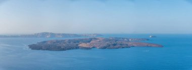 Santorini, Greec yakınlarındaki Nea Kameni adasının hava görüntüsü
