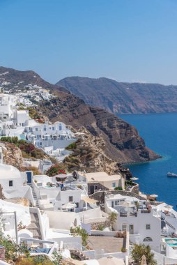 Yunanistan 'ın Santorini adasında Oia Panoraması