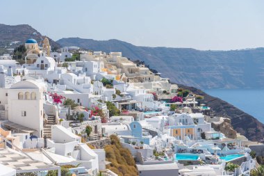 Yunanistan 'ın Santorini adasında Oia Panoraması