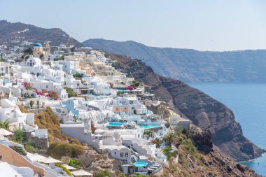 Yunanistan 'ın Santorini adasında Oia Panoraması