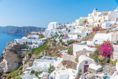 Yunanistan 'ın Santorini adasında Oia Panoraması