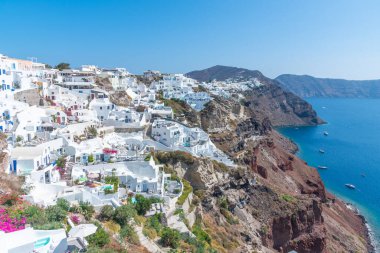 Yunanistan 'ın Santorini adasında Oia Panoraması