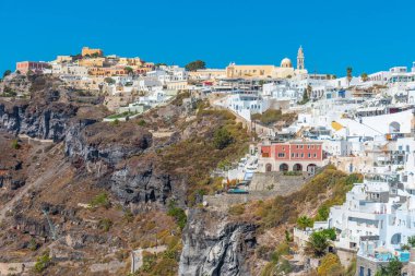 Yunanistan 'ın Santorini adasındaki Firostefani köyü