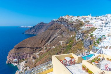 Yunanistan 'ın Santorini adasındaki Firostefani köyü