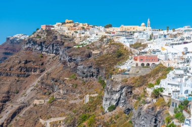 Yunanistan 'ın Santorini adasındaki Firostefani köyü