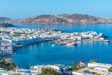 Yunanistan 'da Mykonos Panorama manzarası