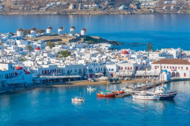 Yunanistan 'da Mykonos Panorama manzarası