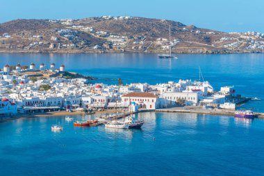 Yunanistan 'da Mykonos Panorama manzarası