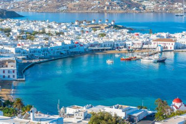 Yunanistan 'da Mykonos Panorama manzarası
