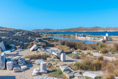 Yunanistan 'ın Delos adasında antik kalıntılar