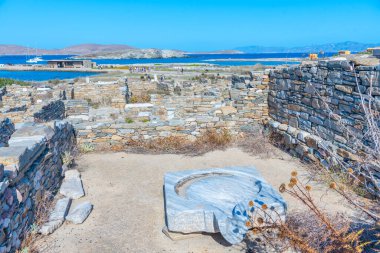 Yunanistan 'ın Delos adasında antik kalıntılar
