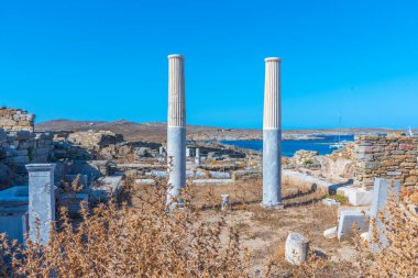 Yunanistan 'ın Delos adasında antik kalıntılar