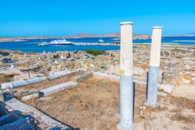 Yunanistan 'ın Delos adasında antik kalıntılar