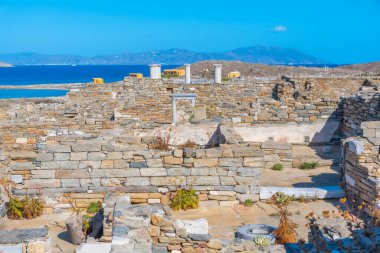Yunanistan 'ın Delos adasında antik kalıntılar