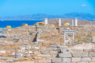 Yunanistan 'ın Delos adasında antik kalıntılar