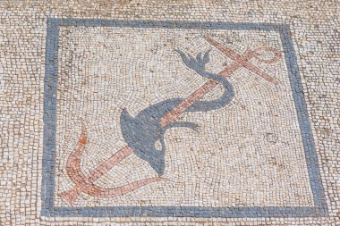 Yunanistan 'daki Delos adasının antik kalıntılarında mozaikler