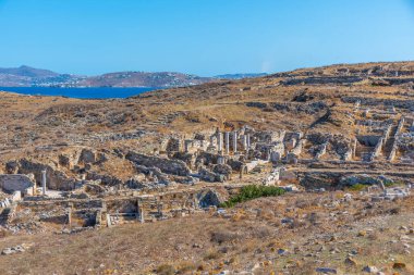 Yunanistan 'ın Delos adasında antik kalıntılar