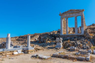 Yunanistan 'ın Delos Adası' ndaki antik harabelerde Isis Tapınağı