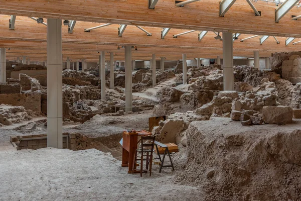 Förhistoriska Staden Akrotiri Santorini Grekland — Stockfoto