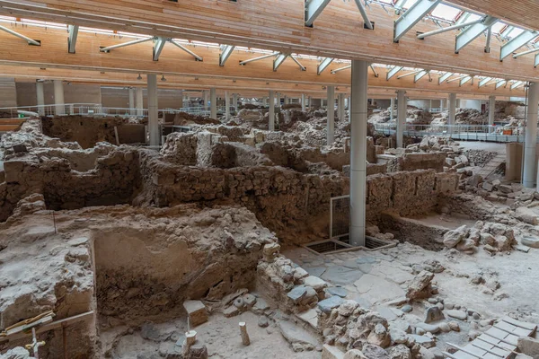 Yunanistan 'ın Santorini adasında tarih öncesi Akrotiri kasabası