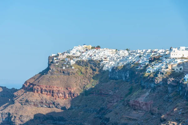 Yunanistan 'ın Santorini kentindeki Skaros rock ve Imerovigli köyü