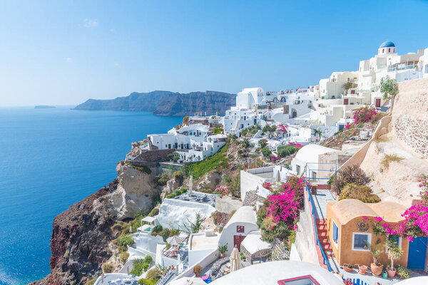 Panorama of Oia at Santorini island, Greece