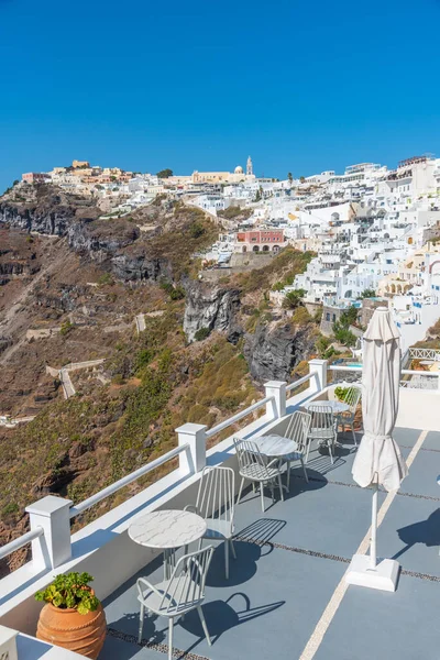 Terraza Con Vistas Caldera Isla Santorini Grecia — Foto de Stock