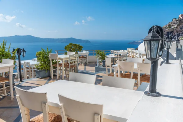 Terrace Overlooking Caldera Santorini Island Greece — 스톡 사진