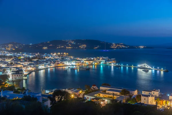 Vista Del Atardecer Sobre Mykonos Grecia —  Fotos de Stock