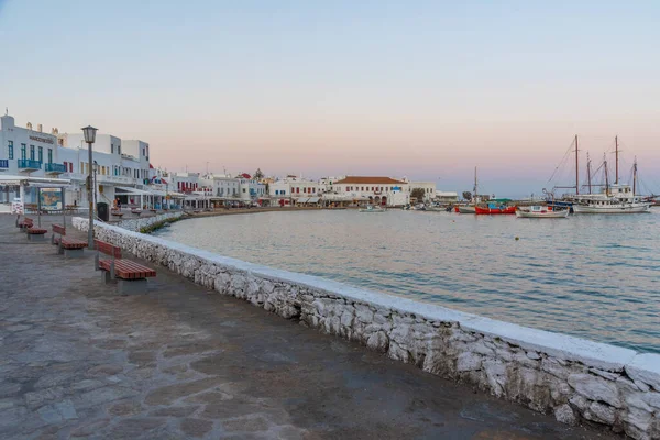 Waterkant Van Oude Haven Van Mykonos Griekenland — Stockfoto