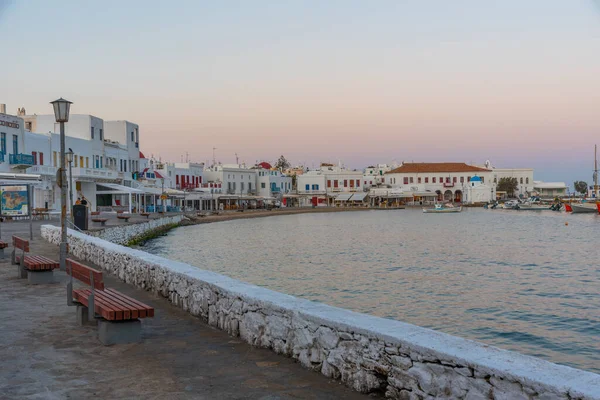 Bord Eau Vieux Port Mykonos Grèce — Photo